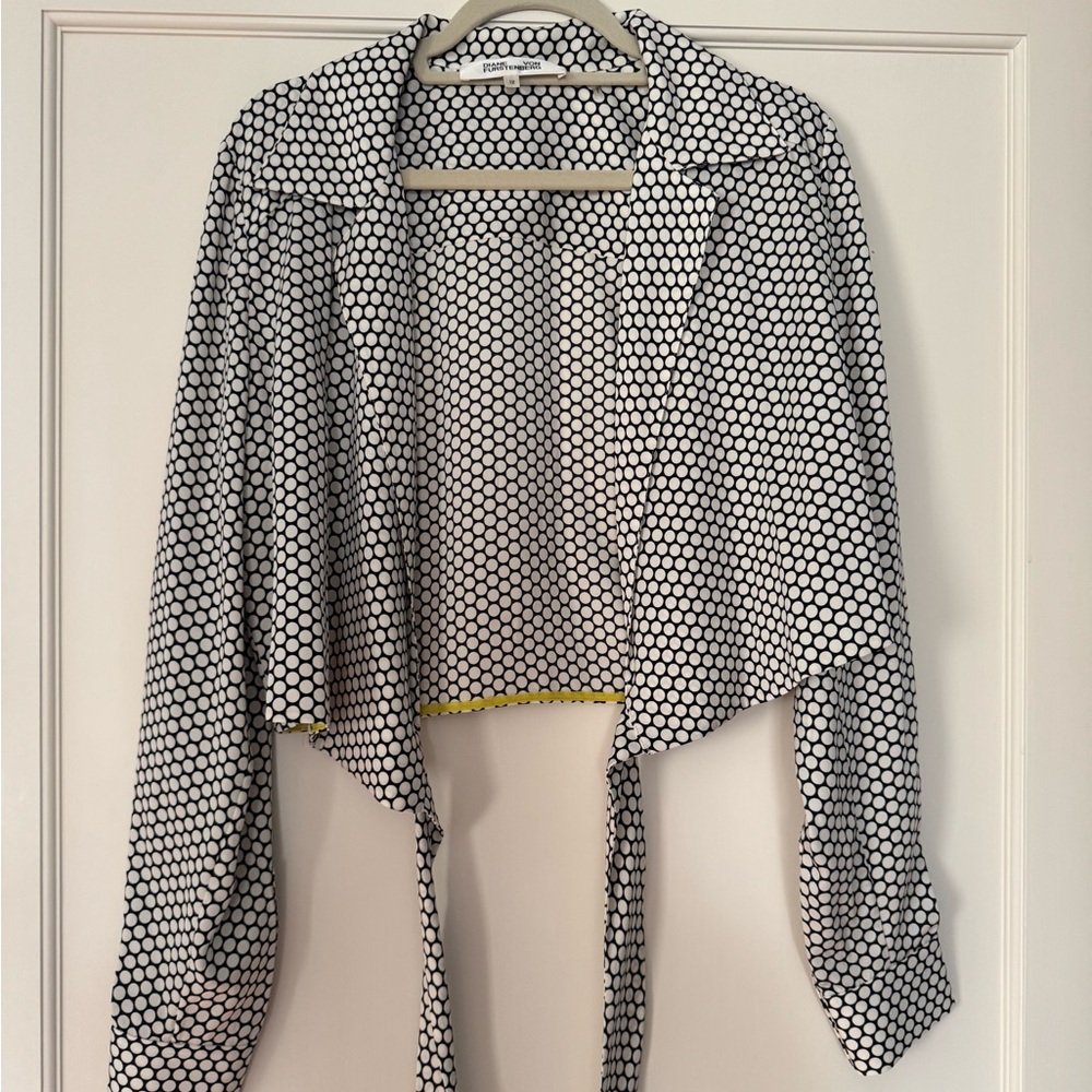 Diane Von Furstenberg Black and White Polka Dot Top